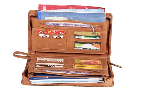 Image of Sukeshcraft Multiple Cheque Book Holder | Original PU Holds Upto 8 Cheque Books, Sensa Tan