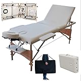 【Komfortable Premium-Materialien】 Dieses mobile Massageliege besteht aus hochwertigem PU-Leder, das leicht zu reinigen ist. Robustes und leichtes Aluminium mit 4 cm starkem Bettschaum sorgt für eine wirklich dicke Dämpfung. Die maximale Belastung beträgt ca. 250 kg.