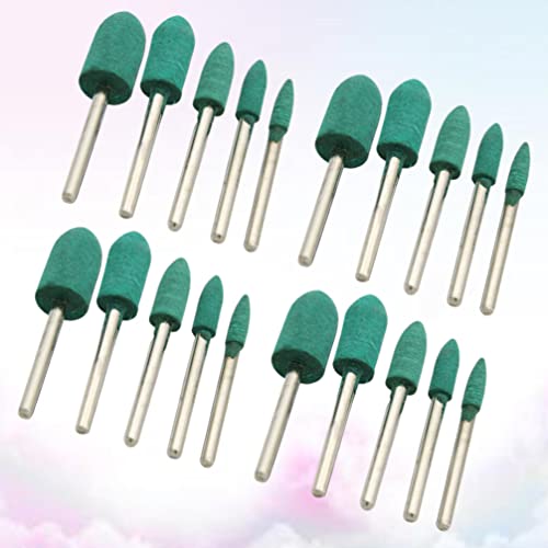 DOITOOL 100pcs Buffing Wheels Polishing Wheel Rubber Grinding Head Polishing Rotary Tool Green Rubber Grinding Mounted Point Rotary Accessory Grinding Wheel Head Sponge Grinding Head