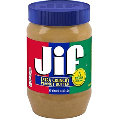 Jif Extra Crunchy Peanut Butter, 40 Ounces, 7g (7% DV) of Protein per Serving, Packed with Peanuts for Extra Crunch, No Stir Peanut Butter Cover