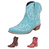 gloryinterest Cowboy Boots for Women Booties Ankle Cowgirl Western Boots Stitched Embroidered Pointe