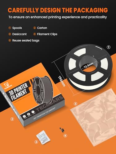 Image of TECBEARS Glow in The Dark PLA Filament, Neatly Wound Luminous PLA 3D Printer Filament, Dimensional Accuracy + /- 0.02mm,Fit Most FDM 3D Printers,1KG Spool (2.2 lbs), (Red PLA, Glow Red)