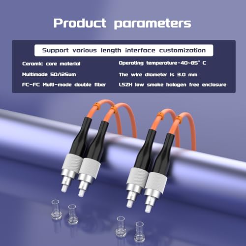 Image of 0.6Meter 2ft FC /UPC-FC /UPC Multi-Mode Fiber Optic Cable FC to FC OM1 Jumper Optical Patch Cord Duplex 62.5 /125um Orange FC-FC