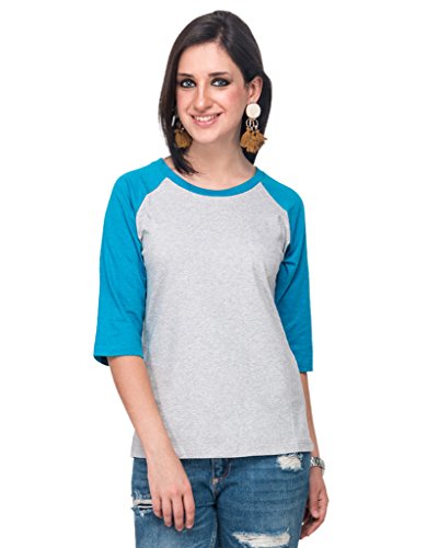 Image of PINACOLADA Women Round Neck Quarter Sleeve T-Shirt-Blue