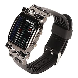 Binair Horloge Led Elektronisch Horloge Polshorloge Heren Binair Horloge Elektronisch Horloge Binair Horloge Krabvorm Binair Kleurrijk Led Digitaal Display Siliconen Band