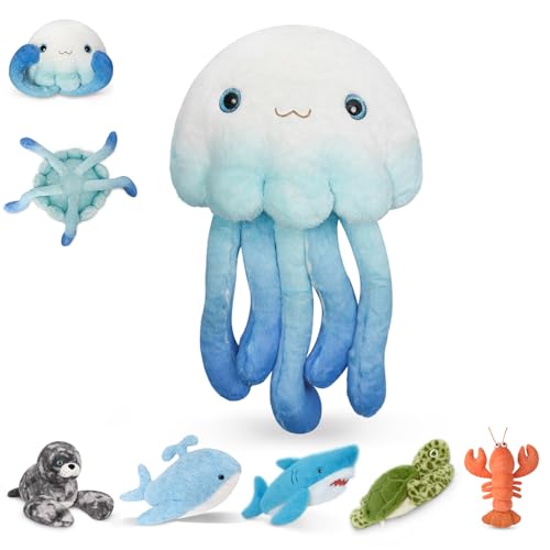 Image of Niuniu Daddy 20 inch 3.3 Pound Weighted Stuffed Animals Jellyfish for Kids Adults, Jellyfish Weighted Plushies Toy, Chubby Body Pillow for Sleeping, Ocean Series Huggable Gift for Everyday Comfort