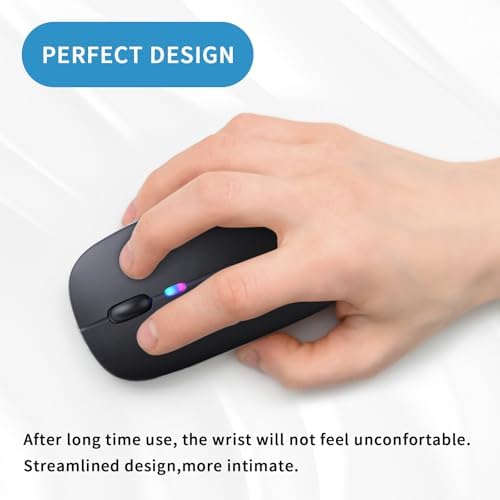 Afaartcci Rechargeable Wireless Mouse, Silent Bluetooth Mouse (Black) - 2