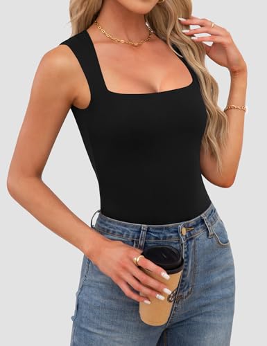 OwnTime Womens Square Neck Tank Tops Dressy Summer Sleeveless Shirts Sexy Going Out Fitted Trendy Tops T Shirts Blouses2