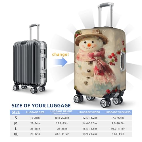 Snowman With Hat Scarf Red Berries Elastic Travel Luggage Covers Dustproof Scratch-Resistant Suitcase Protector Fit 22-24 Inch4