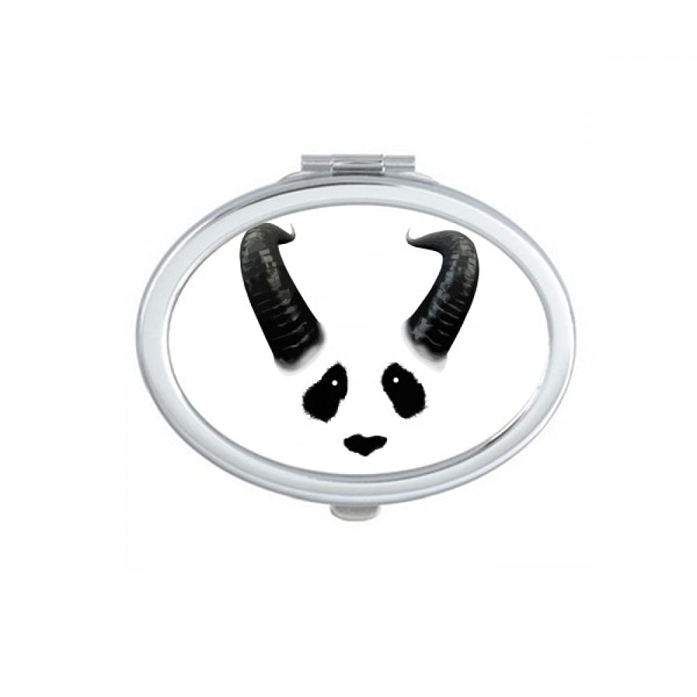 Ferocious Part Panda Horn Mirror Portable Fold Hand Makeup Double Side Glasses
