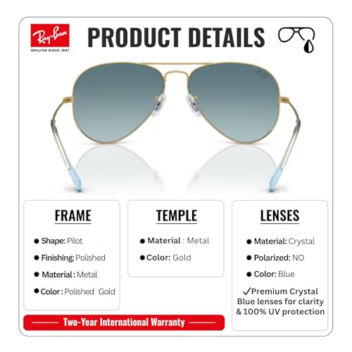 Image of Ray-Ban RB3025 AVIATOR GRADIENT Pilot Shaped Sunglasses for Men & Women with Official RAYBAN Eyewear Kit