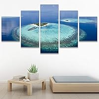 SIGNWIN 5 Panel Canvas Wall Art Modern Art Beach Coastal Expressive Global Multicolor Photography for Home Decorations Ready to Hang - 60