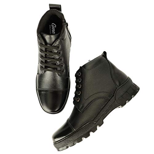 Image of Men's Side Zip Light Weight Black Ankle Leather Boots for Police, Commando NCC, Military, Army