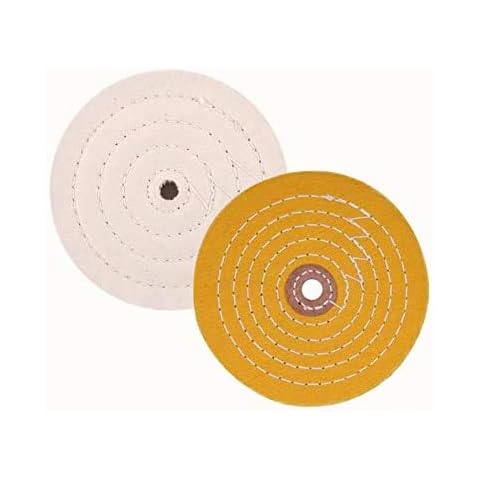 Mnixy Buffing Polishing Wheel 6 inch White (60 Ply) & Yellow (42 Ply) for Bench Grinder with 1/2" Arbor Hole -2 PCS Cover