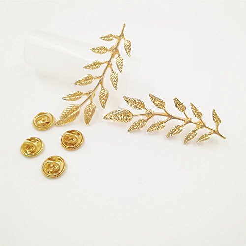 New Simple Elegant Fashion Double Leaf Collar Pin Brooch Classic Design Gold MA by Preciastore