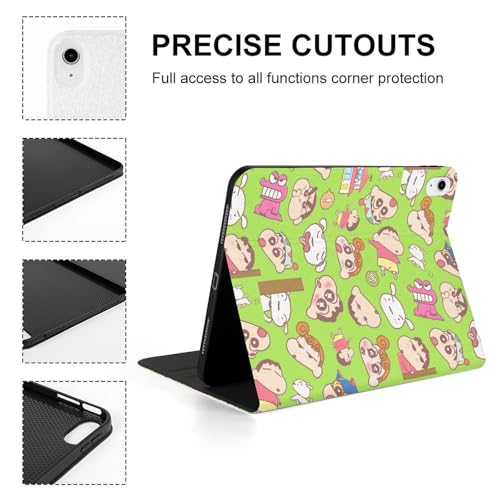 [シンニン] iPad 10世代 ケース 10.9インチ ipad 第9世代 / 第8世代 / 第7世代 ケース 10.2インチ シロ しんちゃん キャラクター 可愛い 三つ折スタンド アイパッド ケース 保護カバー