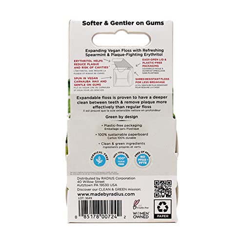 RADIUS Dental Floss, Sponge Floss, Vanilla Mint, 55 Yards, Vegan & Non-Toxic Oral Care Designed to Help Fight Plaque, Pack of 2 - Image 5