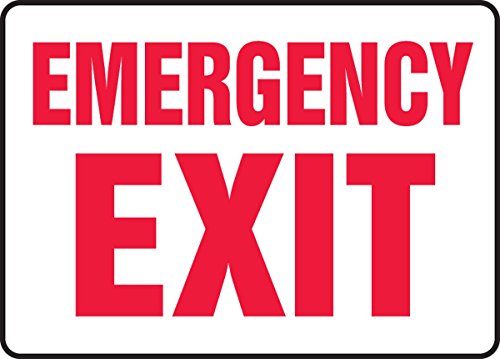 Panneau issue de secours EMERGENCY EXIT aluminium rouge et blanc 7x10"