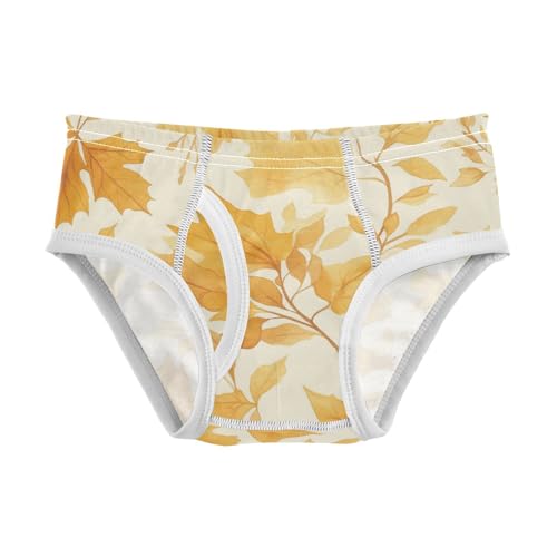 Vintage Golden Glitter Maple Leaves Toddler Boy Comfort Kids Underwear Breathable Children Undies