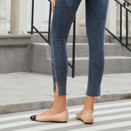 Modatope Ballet Flats with Bow Ballerina Closed Square Toe Slip on Bowknot Flats Shoes for Women Dressy3