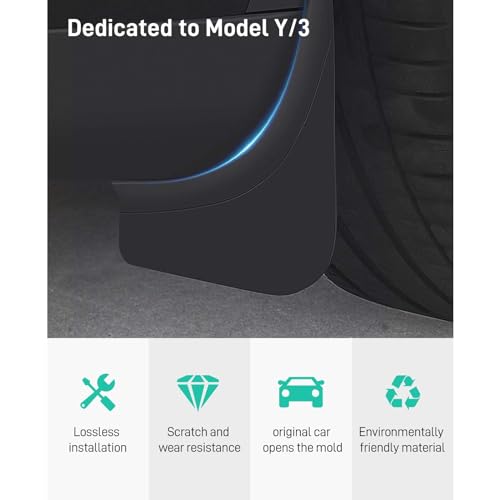 Image of 4 Pcs Upgraded Model Y Mud Flaps, Compatible with Tesla Model Y 2023 2024- Flexible Mud Guards for Model Y, No Drilling Splash Guards Mudflaps, Compatible Accessories for Tesla Model Y