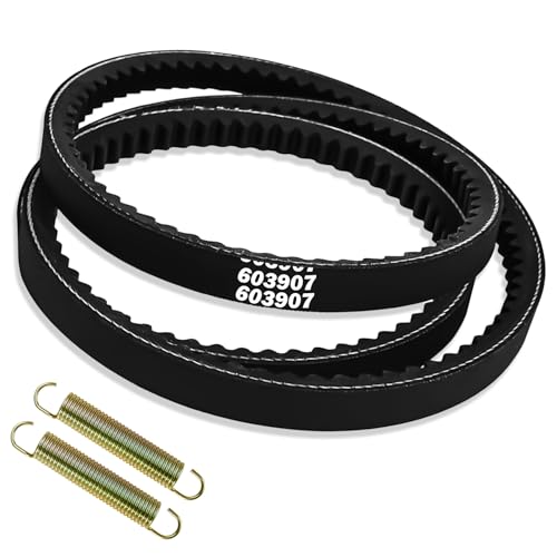 603907 Pump Drive Belt 1/2 x 51 Lawn Mower Cogged Drive Belt (with 2pcs Idler Spring 604490) Compatible with Hustler Raptor Raptor Limited Raptor SD and Raptor SDX Mowers Replaces Part 607400