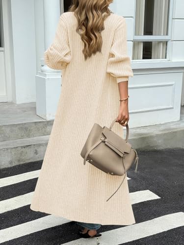Image of Saodimallsu Womens Long Duster Cardigans Button Down Maxi Sweater Dress