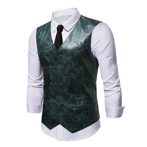 Chaleco para hombre de traje ajustado con elegante patrón negro 4