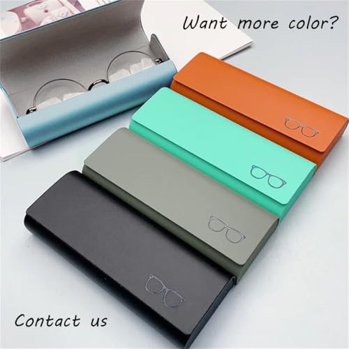 Image of Olive Green Hard PU Leather Eyeglasses Case for Most Eye Glasses and Sunglasses
