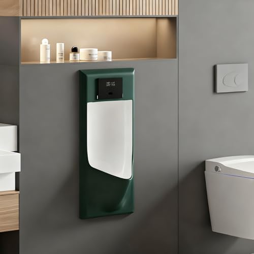 壁掛け小便器、スマートセンサー水洗い、防沫機能付き、男性用小便器 - モール・ガレージ・家庭用に最適 グリーン