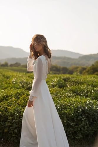 Mermaid Wedding Dresses for Bride Boho Long Sleeve Lace Tulle Beach Bridal Dress with Train for Bride4