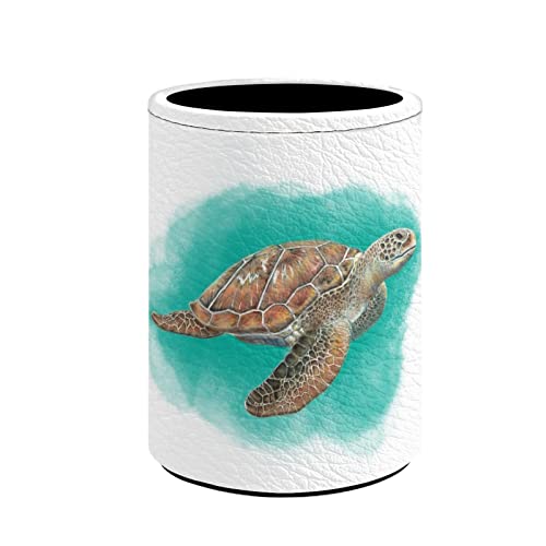 Kuiaobaty Vivid Sea Turtle Pot à crayons en similicuir pour étudiant et étudiant Motif tortue de mer Cover