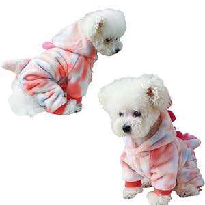 Fleece Dog Pjs Jumpsuits Cozy Pet Apparel Breathable Jumpsuit Pet Clothes Comfy Dog Pajamas Dog Cold Weather Coats Warm Jacket Vest Cozy Jumpsuit Apparel Outfit Clothes for Small Medium Dog Pink XS