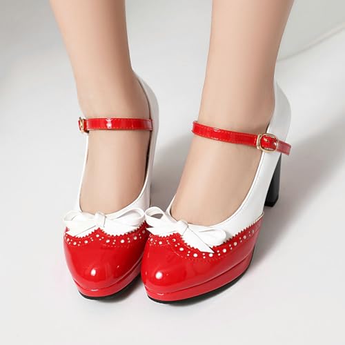 AIMODOR Mary Jane Heels for Women Platform High Lolita Heels Sweet Bow Round Toe Pumps Rockabilly Oxford Mary Jane Pumps Ankle Strap Cosplay Shoes Kawaii Dress Shoes2