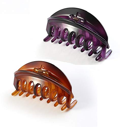 Rosette Hair Premium Chic Styling Hair Claw Clip, Strong Holding Power Hair Clips Clamps Indoor Outdoor Hair Grip Hairpins Hairgrip for Women and Girls Hair Barrettes For Thick Hair (Amber+Purple)