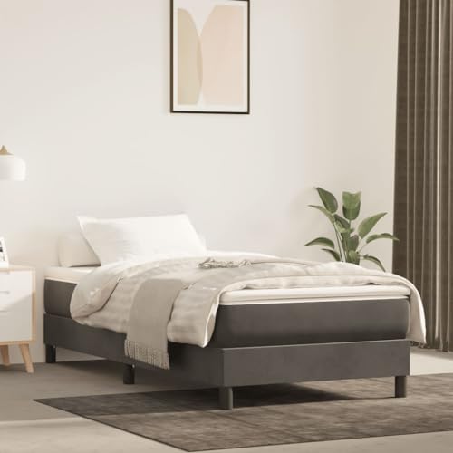 Teenpull Colchón de muelles ensacados gris oscuro 120 x 190 x 20 cm, funda de terciopelo, espuma confort, soporte de dureza media para un sueño reparador