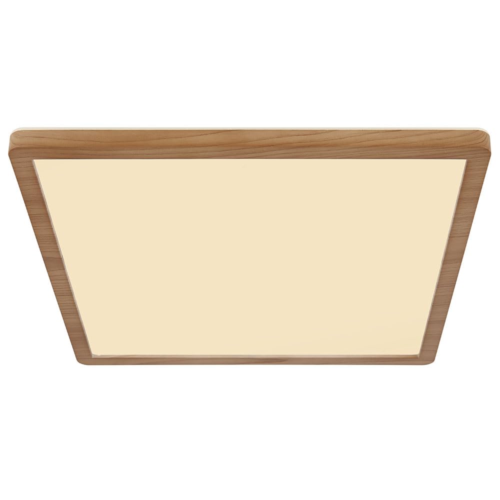 Deckenpanel Deckenlampe Deckenleuchte LED Panel Badezimmerlampe Badleuchte, IP44 Backlight Memoryfunktion 3 Stufen, Holzoptik opal, 24W 2300Lm warmweiß, LxBxH 42x42x2,5cm