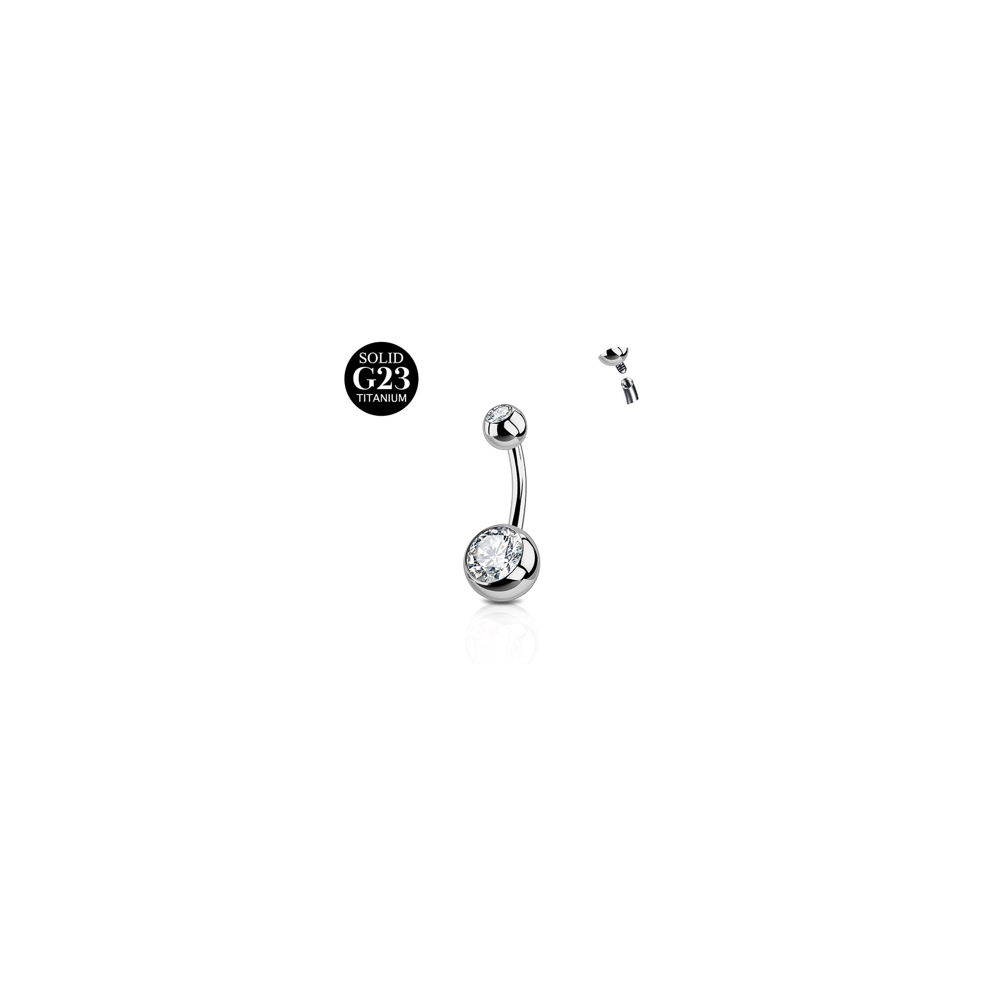 AceFun Piercing ombligo Titanio oro plata 6mm-14mm Acero quirurgico 14G Barbell G23