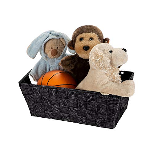 Simplify 25094-BLACK Small Shelf Woven Strap Tote | Decorative Storage Basket thumb #7