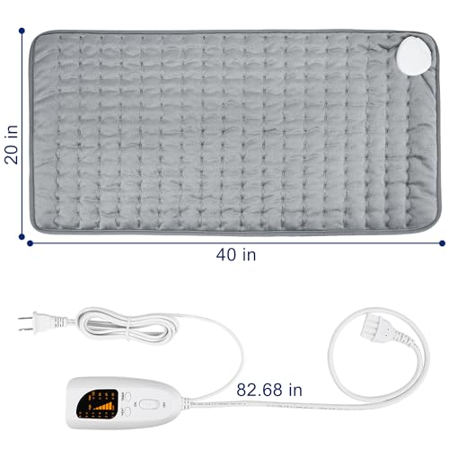 Image of 40x20 Inch Electric Heating pad for Back Neck Shoulder Knee Arms Legs- Electric Heat Pads with 6 Heat Settings & Auto Shut Off &Dry /Moist Heat Heating Pad for Birthday Mother Father Girl Men Women