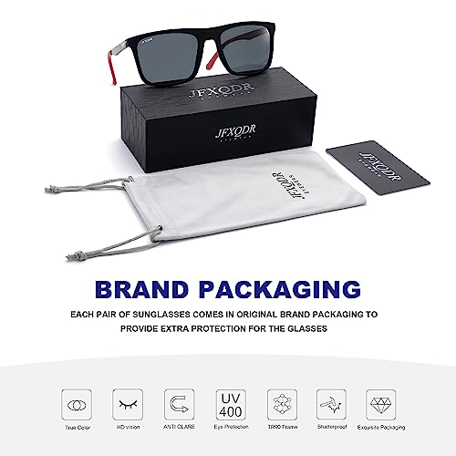 Image of Men's Polarized Sunglasses, Square Rubber Frame Carbon Fiber Temple Fishing Driving Sun Glasses UV Protection RFS8205