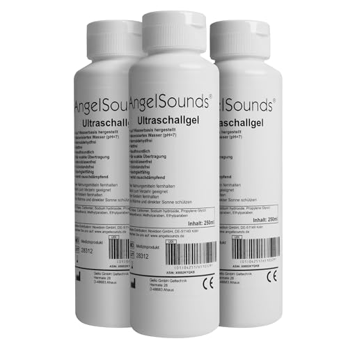 AngelSounds gel de ultrasonidos 750ml (3 x 250 ml) - Gel de transmisión Doppler fetal - Gel de sonografía para aparatos de ultrasonidos - Gel de contacto