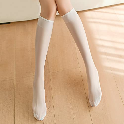 9 paar kniekousen voor dames dunne kniekousen ultradunne kousen witte halflange nylon transparante sokken - zwart,M - Image 7