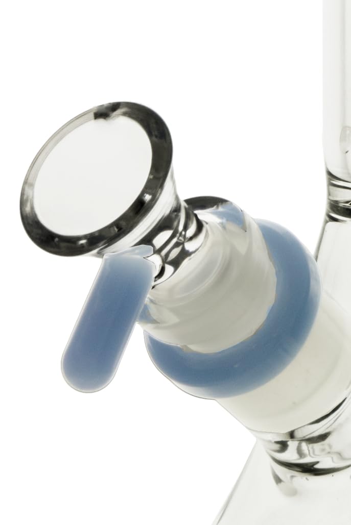 Chongz Pipa de agua de vidrio "Bandit" de 4 mm y 27,5 cm, percolador integrado para dibujar más suaves y limpios, recogedor de hielo para refrigeración adicional opcional con cubitos de hielo (azul