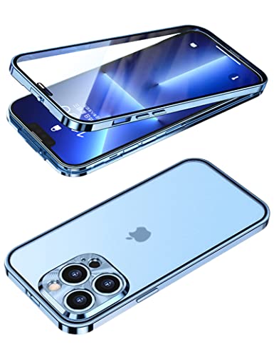 KumWum Handyhülle Kompatible mit iPhone 13 Pro Max Hülle Dünn Doppelseitig Schutzhülle Anti Fingerabdruck Matt Transparent Rückseite mit Kameraschutz - Blau Cover