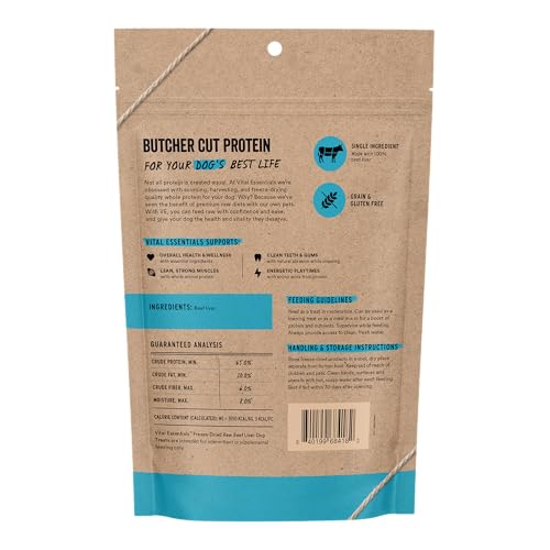 Image of Vital Essentials Freeze Dried Dog Treats | Beef Liver, Single Ingredient | Premium Quality | Grain Free Training Treats for Dogs, 5.5 oz Bag