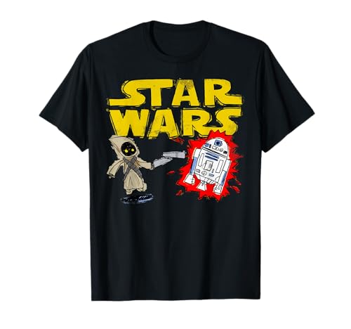T-shirt Star Wars Jawa R2-D2 Shocking Sketch haut confortable anti-boulochage