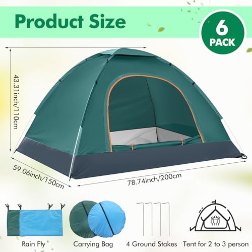 Woanger 6 Pack Bulk 2 Person Camping Tents for Homeless Lightweight Outdoor Tent with Rain Fly and Carrying Bag, Waterproof Windproof Setup Pop Up for Homeless Camping Backpacking - Image 3
