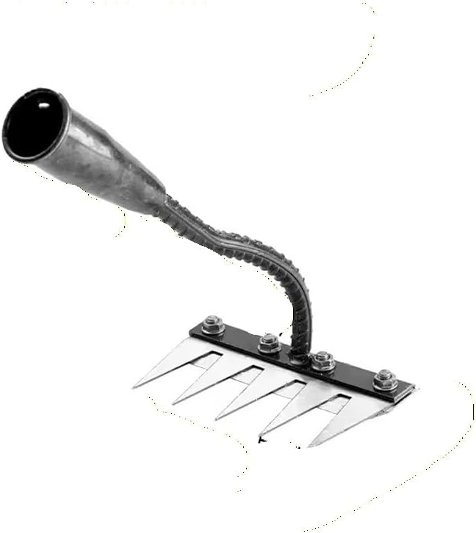 5/6/7/8 Teeth Iron Gardening Hoe Weeding Rake Farm Tool Grasping Raking Loosening Soil Nail Rake Tool Artifact Harrow Farm Tool(6 Teeth)