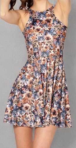 Image of Sister Amy Printed Elastic Sleeveless Shaping Breathable Camisole Skater Dress